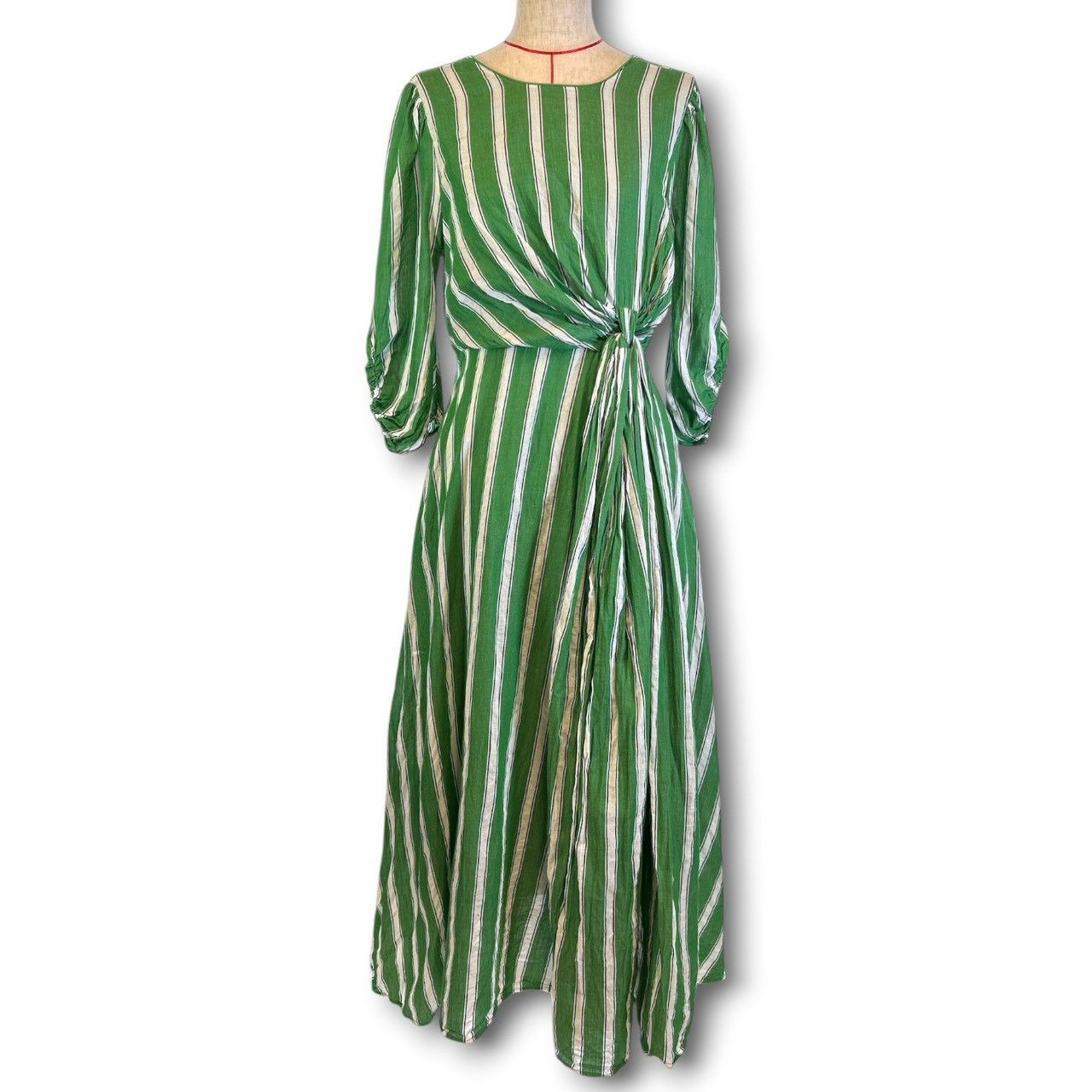ne Quittez pas ヌキテパ Cotton Voile Stripe Twisted Waist Dress