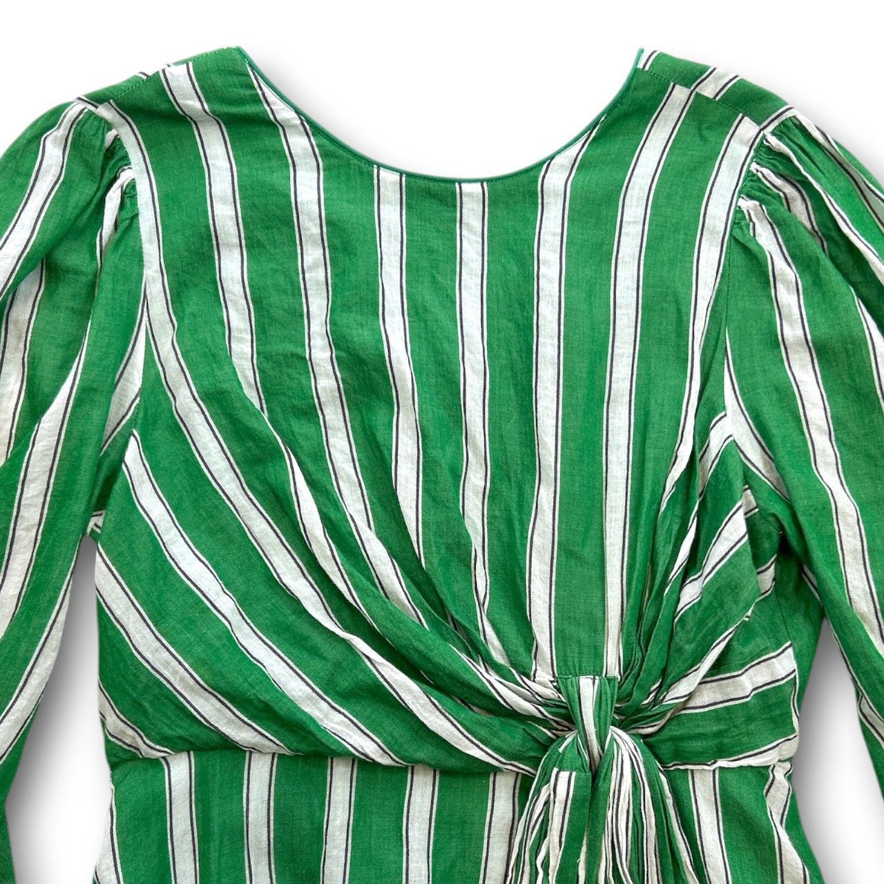 ne Quittez pas ヌキテパ Cotton Voile Stripe Twisted Waist Dress