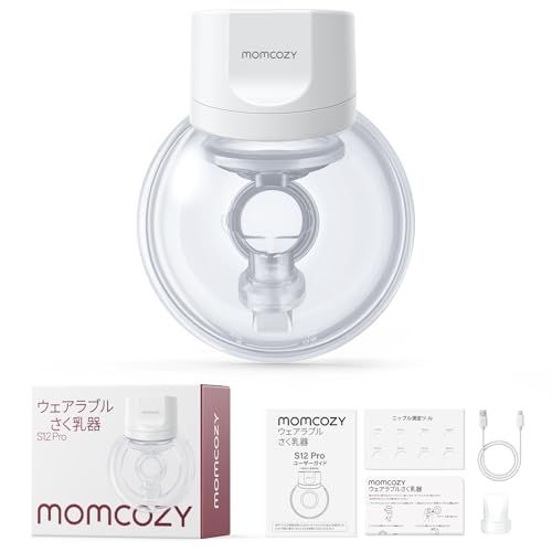 Momcozy S12 Pro ハンズフリー電動搾乳機、着用式ワイヤレス搾乳機、快適なダブル密封フランジ付き、3つのモードと9段階の調節が可能、ポータブル電動搾乳機、24mm、1個セット、ホワイトmt 879e1544