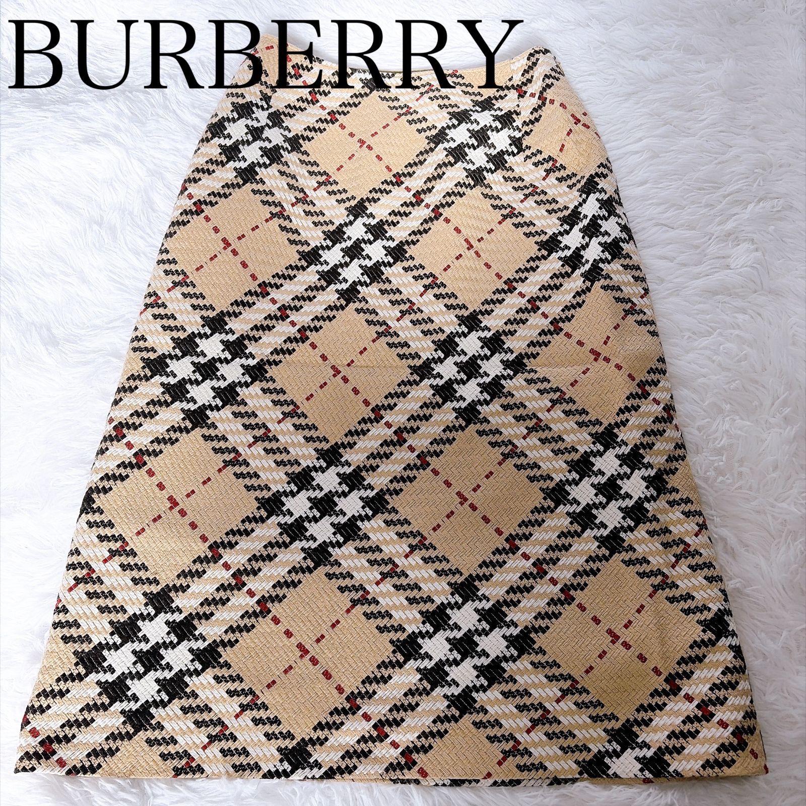 BURBERRY ツイード ロング タイトスカート ノバチェック 裏地有 7,385円