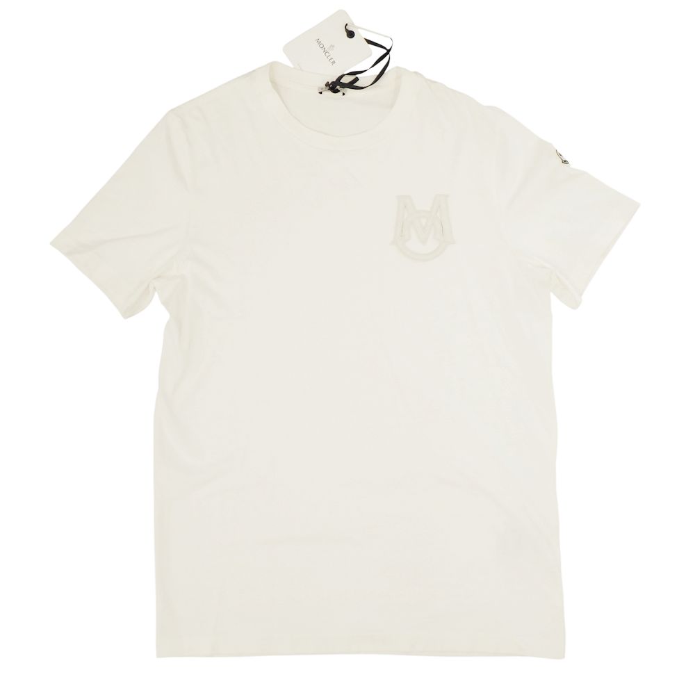 【モンクレール】ロゴTシャツ K20918C00034 8390T 表記サイズ:XL 綿100% コットン オフホワイト系 メンズ ファッション MONCLER(福久店 C26-1280)