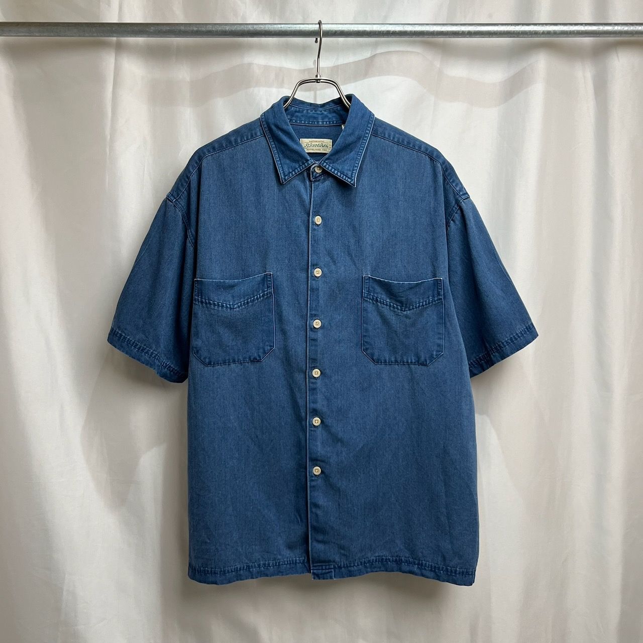 90s ST. JOHN'S BAY　レーヨン　胸ポケット　半袖シャツ　L　古着