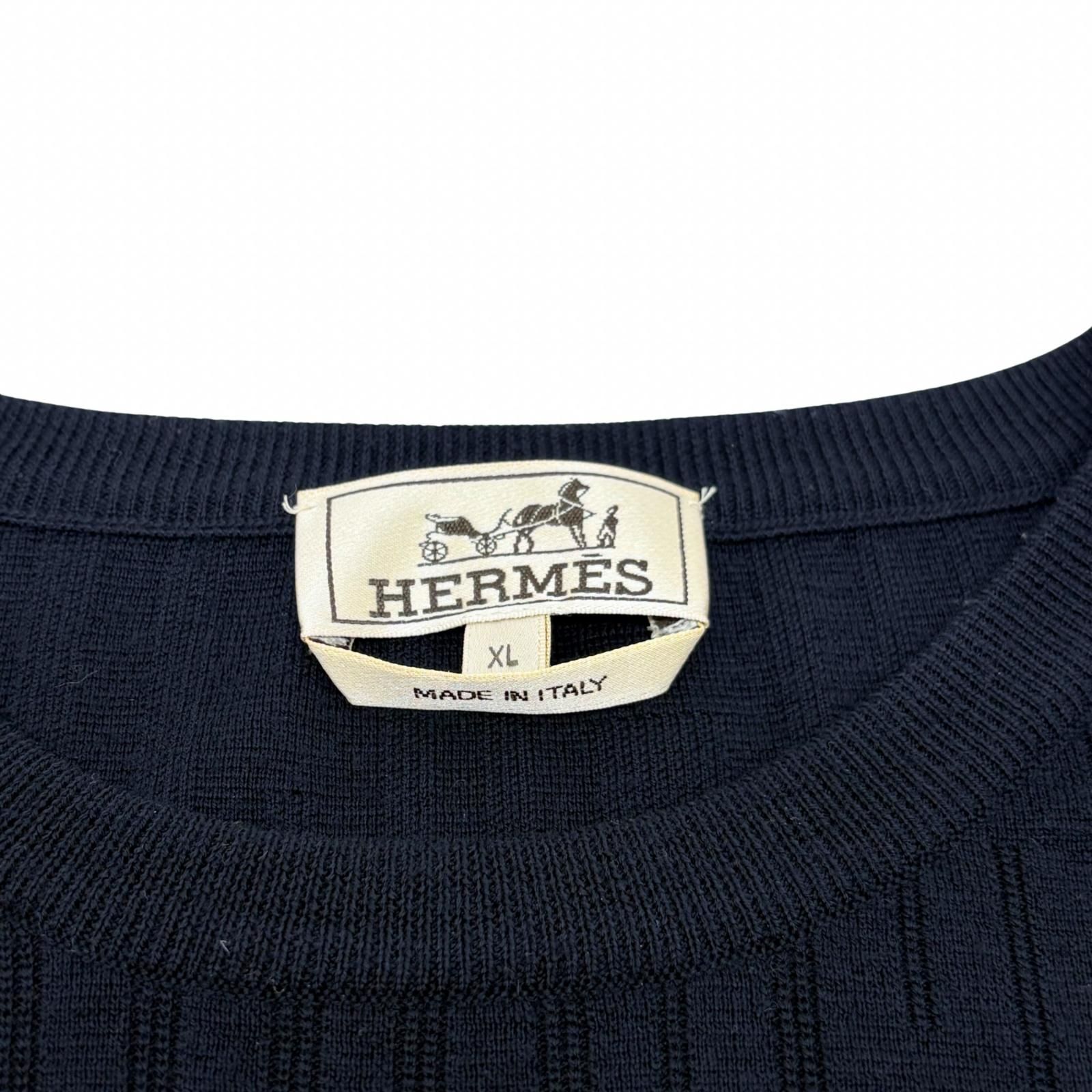 HERMES エルメス 長袖ニット/セーター メンズXL ネイビー ウール