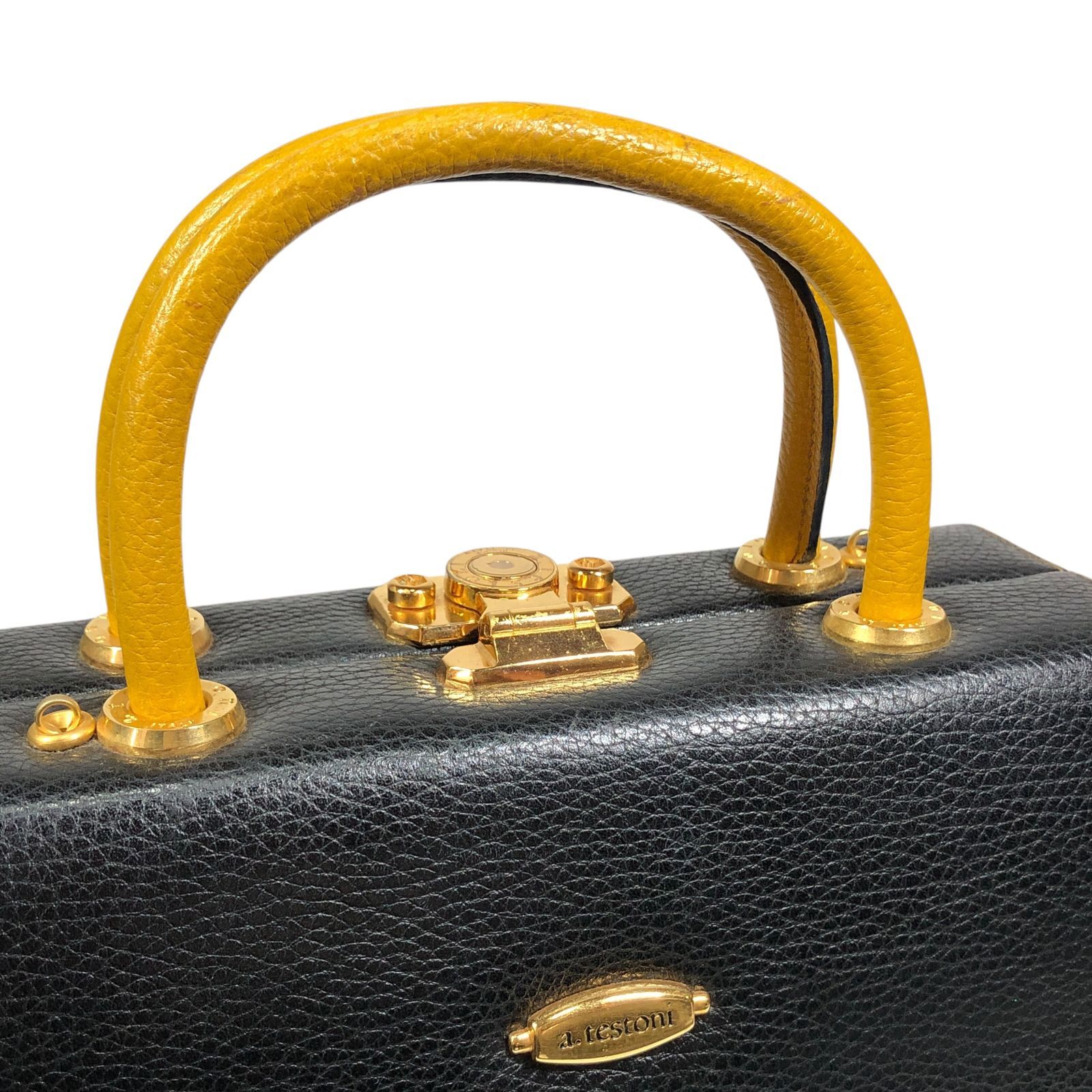 ア・テストーニ】本物 a.testoni ハンドバッグ ロゴ金具 ミニトート 