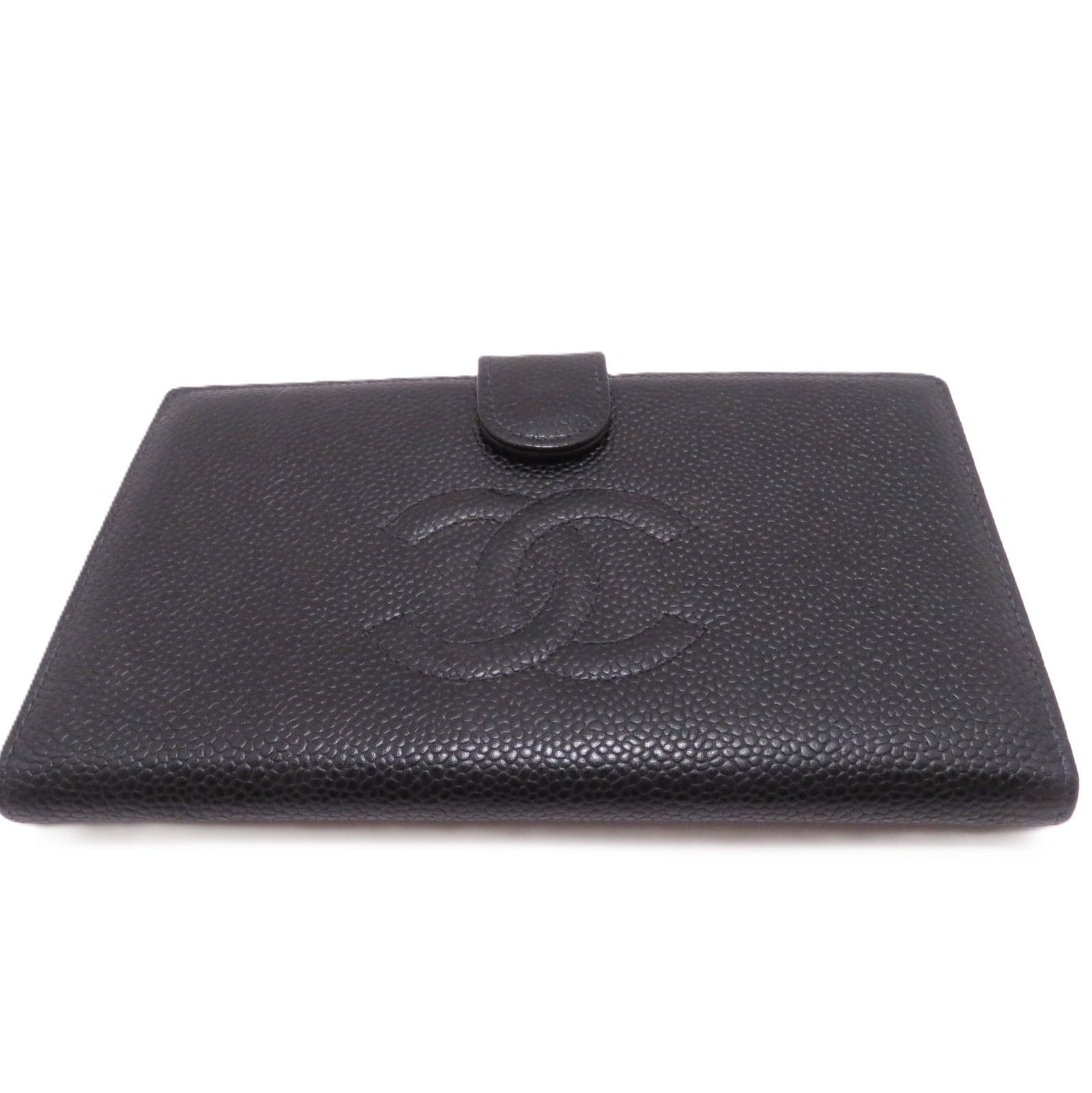 CHANEL シャネル ココマーク 二つ折がま口長財布 ブラック/GP キャビア