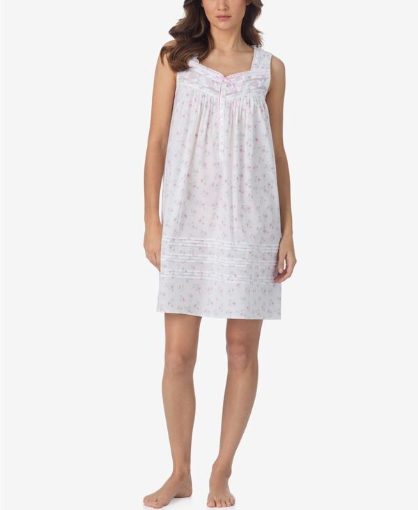 エイレーンウェスト レディース アンダーウェア ナイトウェア ノースリーブ Eileen West Womensleevelesshort Chemise White Print ホワイト