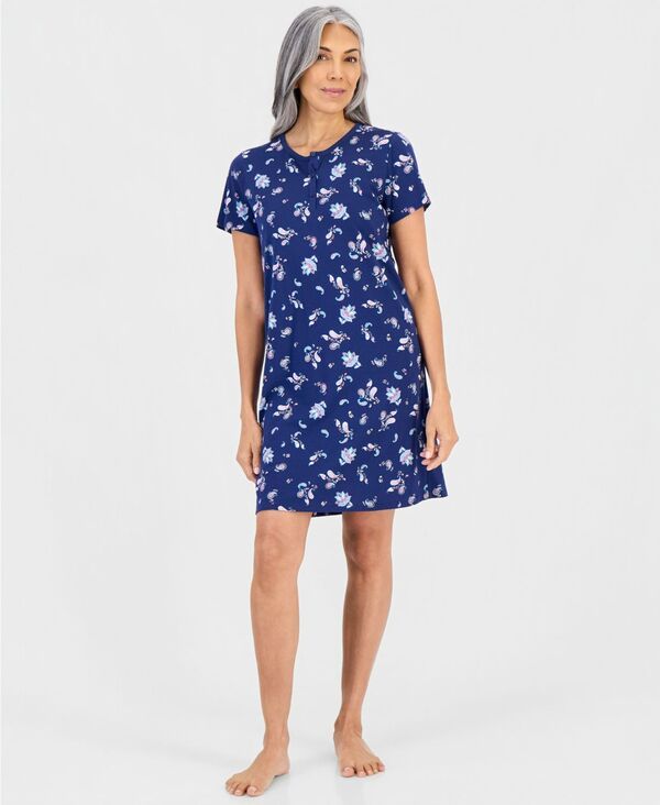 チャータークラブ レディース アンダーウェア ナイトウェア プリント シャツ コットン Charter Club Womens Cotton Printed Henley Sleepshirt Cre 6,286円