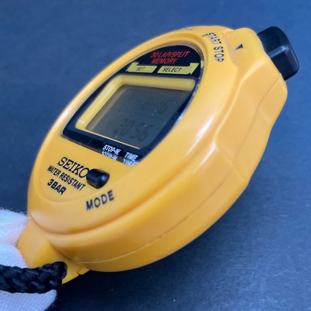 SEIKO S031-4000 黄イエロー デジタル QZクォーツ 電池式 ストップ
