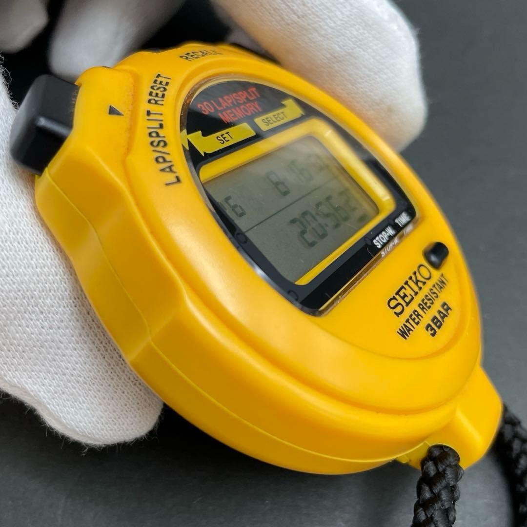 SEIKO S031-4000 黄イエロー デジタル QZクォーツ 電池式 ストップ