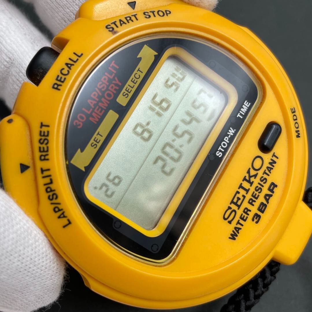 SEIKO S031-4000 黄イエロー デジタル QZクォーツ 電池式 ストップ