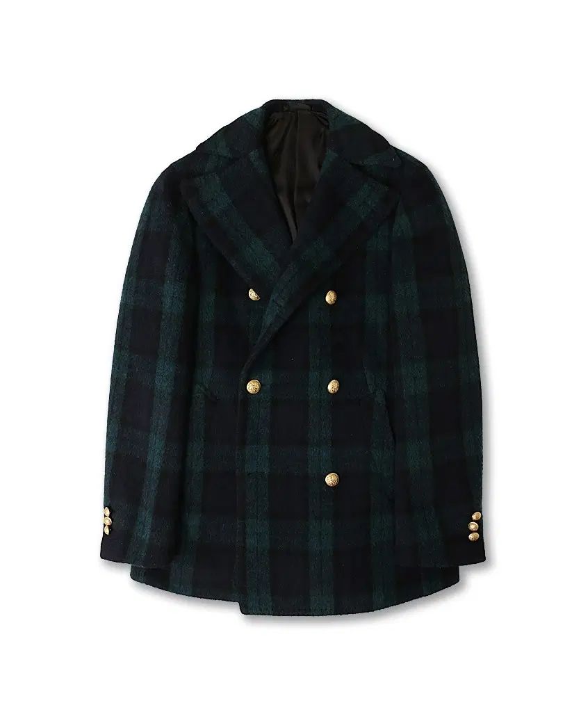 リングジャケット E'lento Ring Jacket タタン チェック ウール ダブル ピーコート