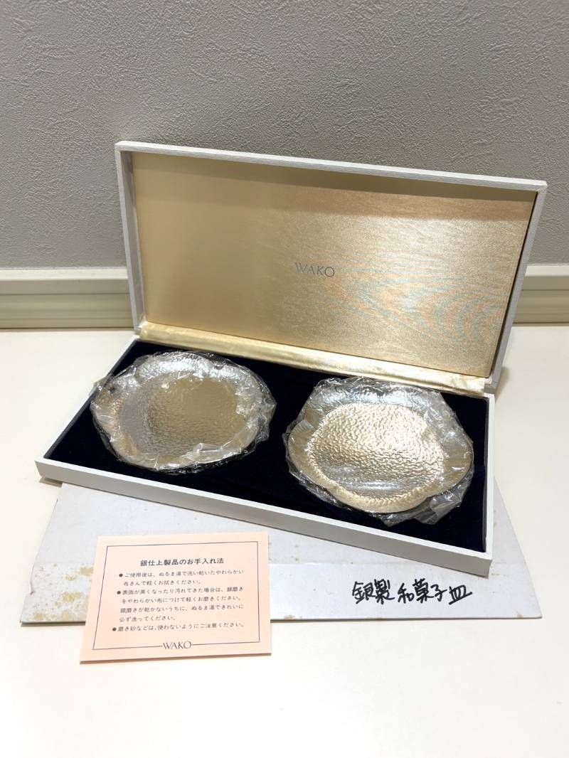 와코 긴자 와코 실버 피니쉬 실버 플레이트 일본 과자 접시, 5종 세트 0629-0002-5