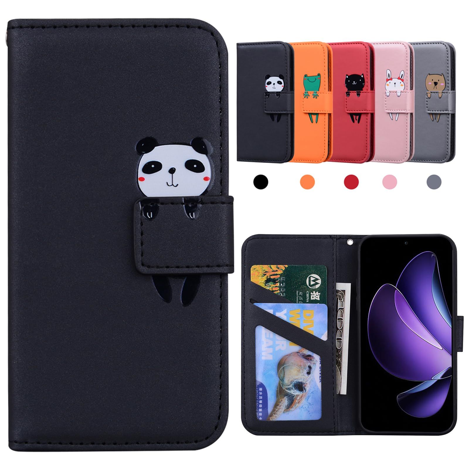 Kedic 適合 OPPO Reno 13a ケース 手帳型 CPH2699 オッポリノ13a ケース 可愛い reno13a 手帳型ケース ブラック 1