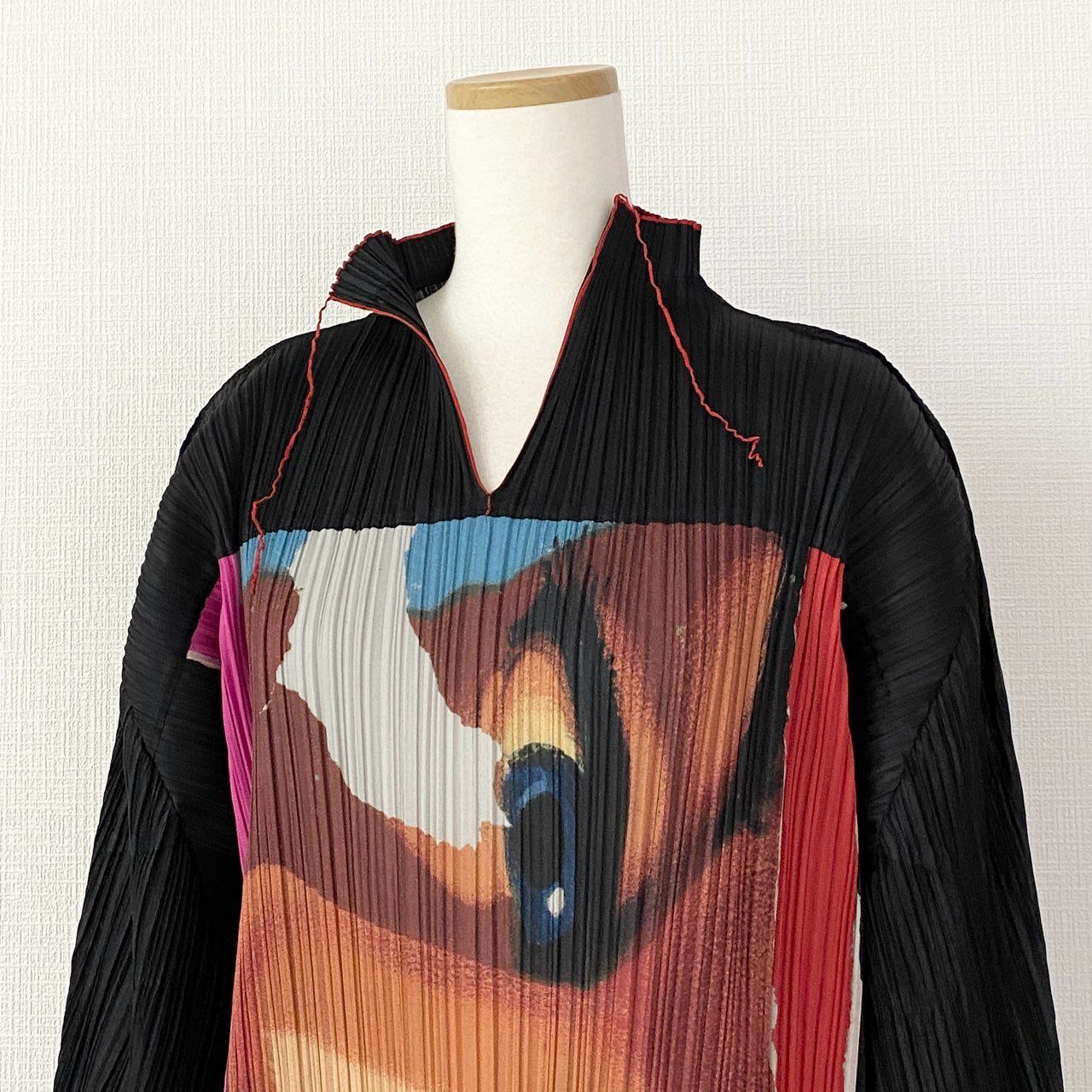 03AW プリーツプリーズ フェイスプリント プリーツロングワンピース