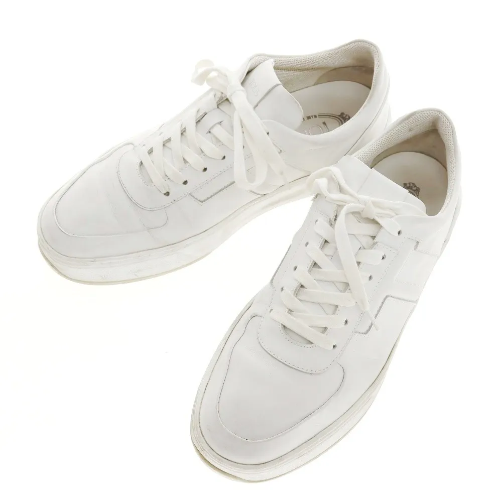 中古】トッズ TOD'S レザー スニーカー ホワイト【サイズ8.5】【メンズ