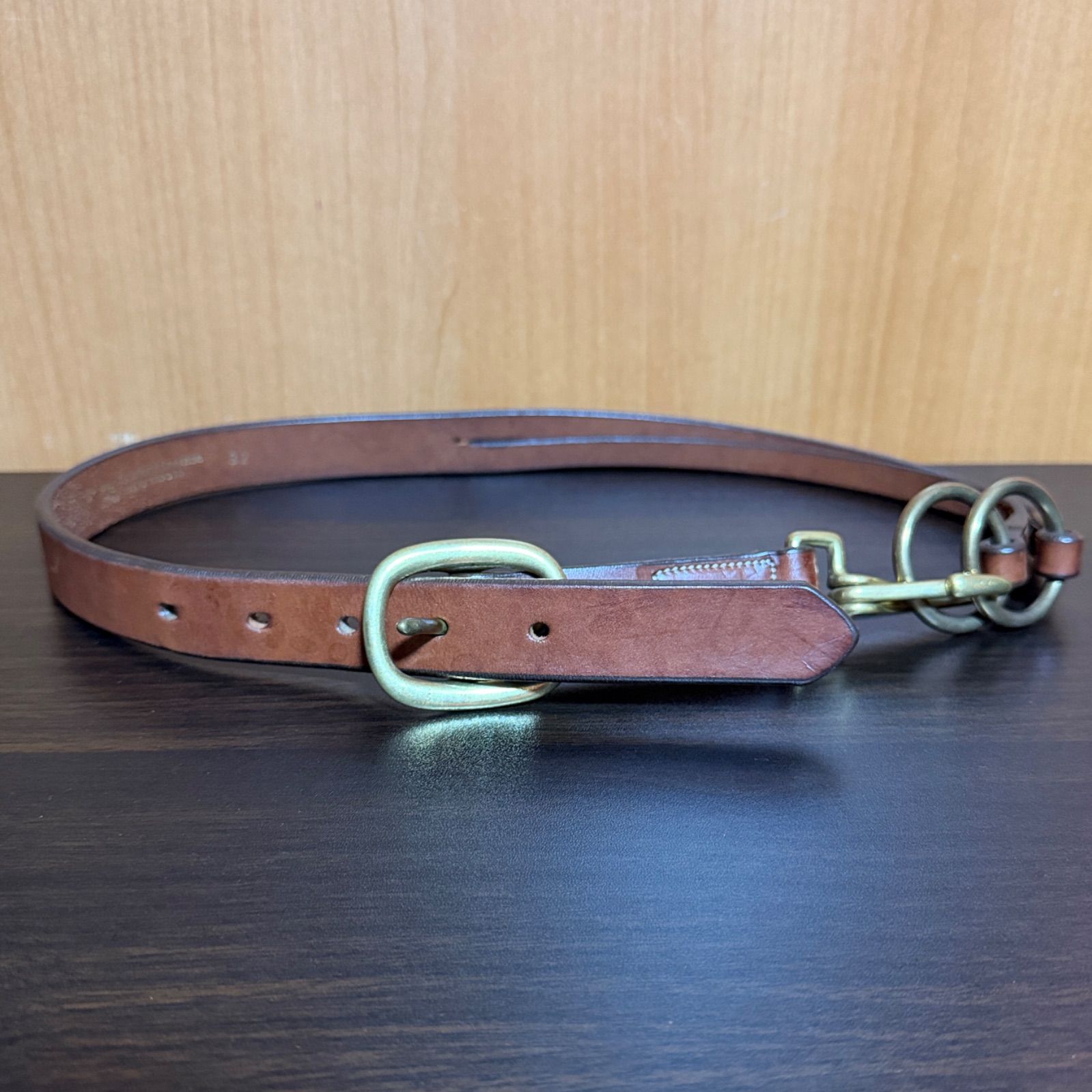 TORY LEATHER 2586 ブライドルレザー フック ナローベルト 32 ブラウン