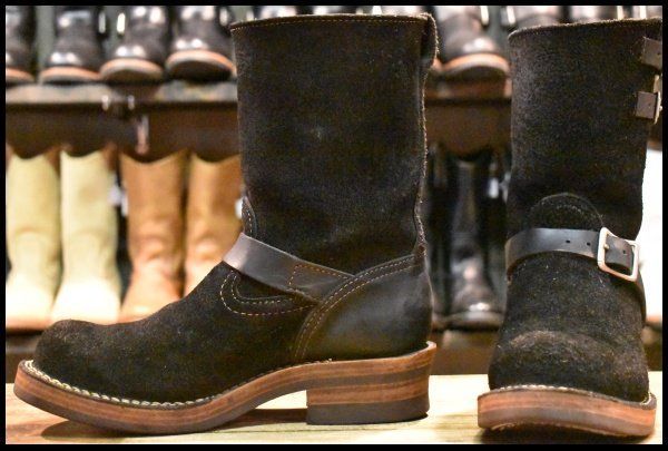 [8.5D Good Product 15 Years] Wesco Custom Boss Black Rough Out x Black Vibram 700 9 inch Engineer Boots HOPESMORE [GH051]