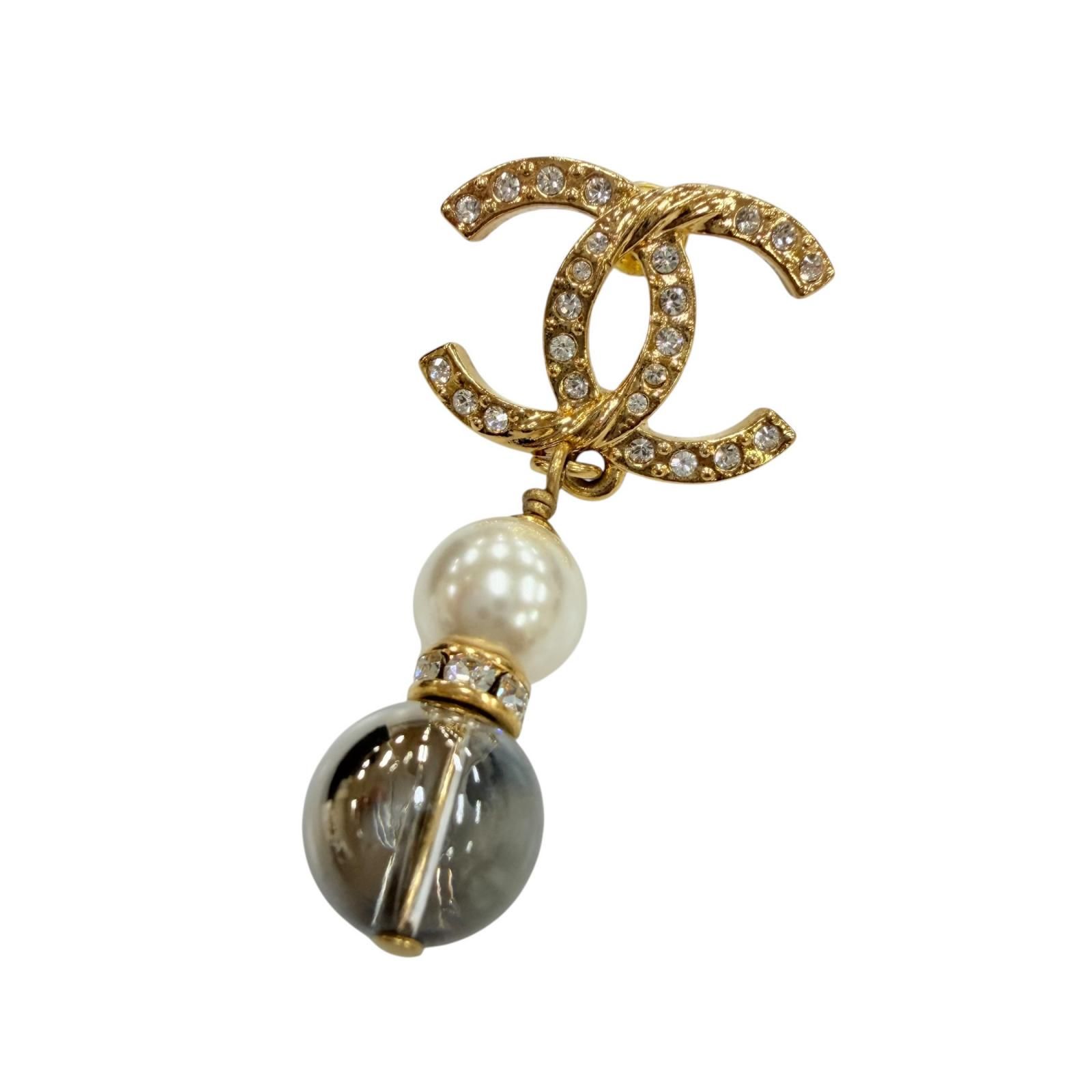 極美品☆CHANEL シャネル A23C ココマーク ラインストーン パール