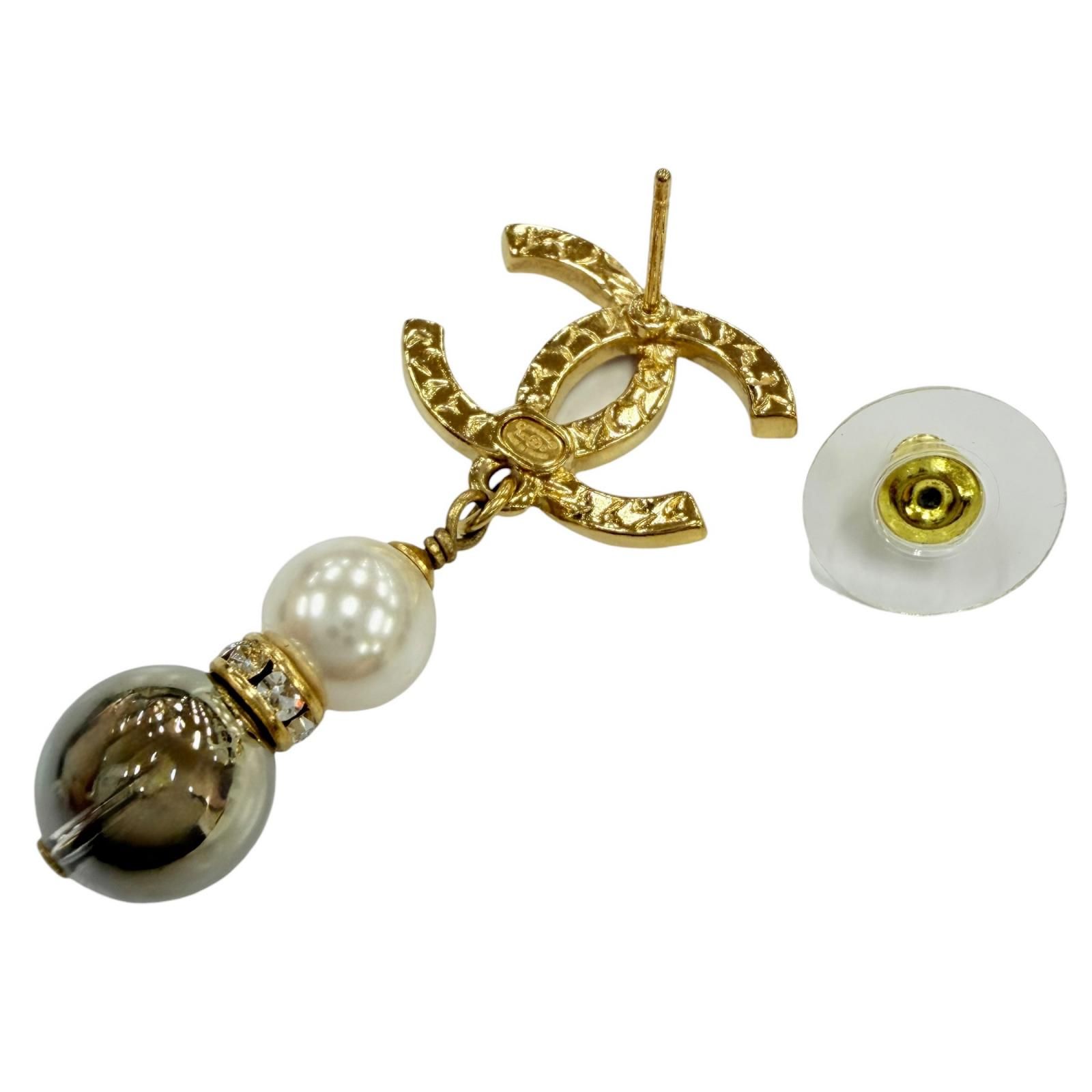 極美品☆CHANEL シャネル A23C ココマーク ラインストーン パール 