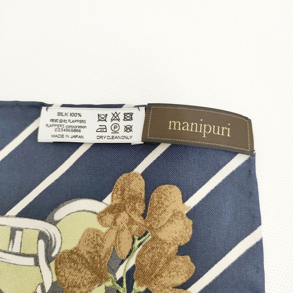manipuri シルク 花柄 大判 スカーフ ライトグリーン コン レディース