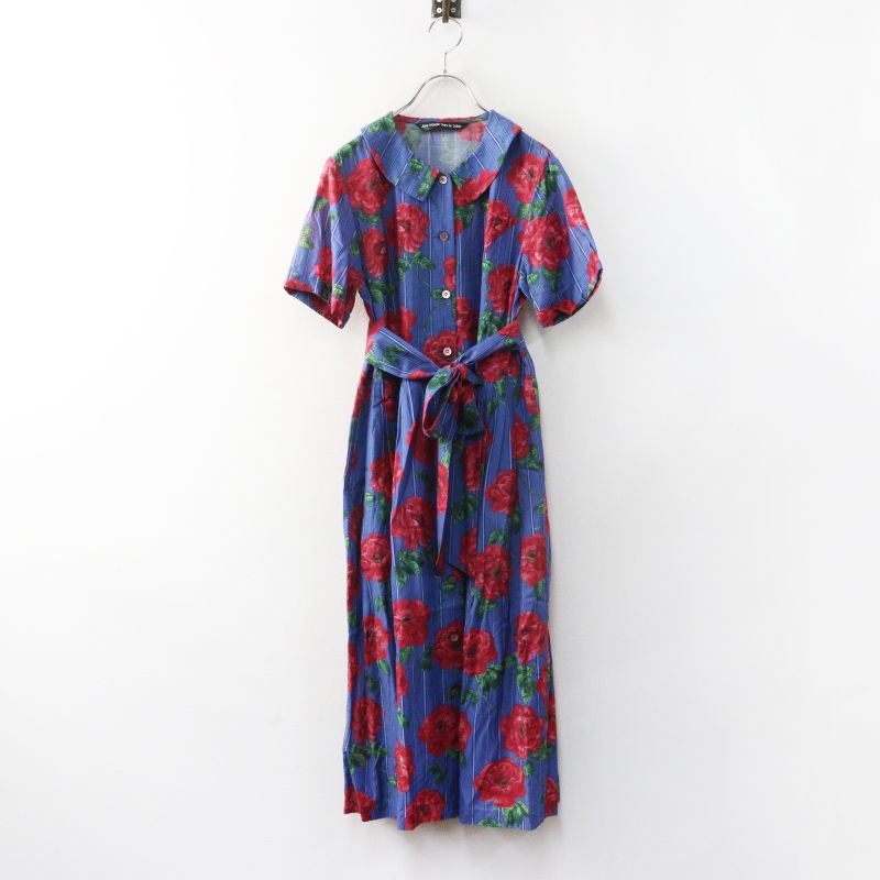ジェーンマープル　ストライプシャツワンピース 美品 ジェーンマープル Jane Marple フラワーストライププリントシャツ