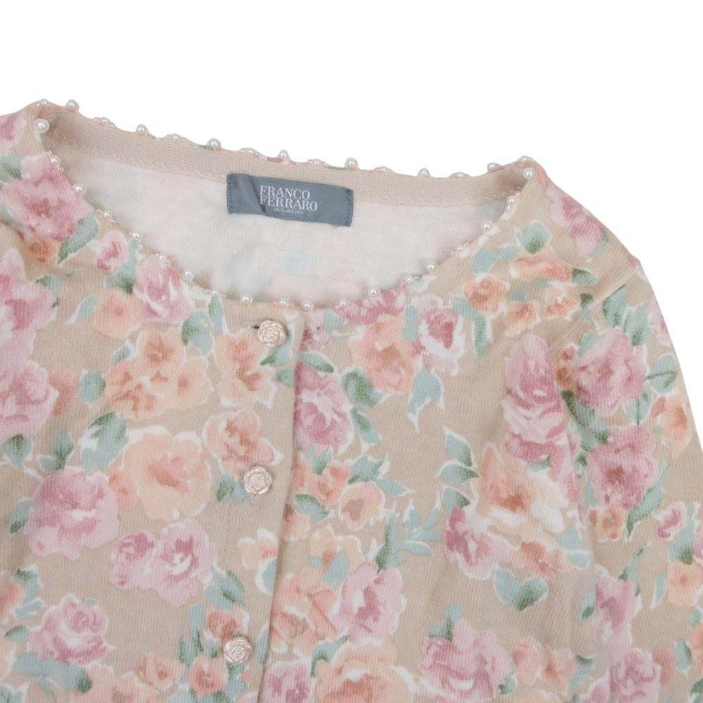 【美品】フランコフェラーロ アンサンブル ニット ビジュー レース 白 2 美品 FRANCO FERRARO フランコフェラーロ 花柄 ニット アンサンブル
