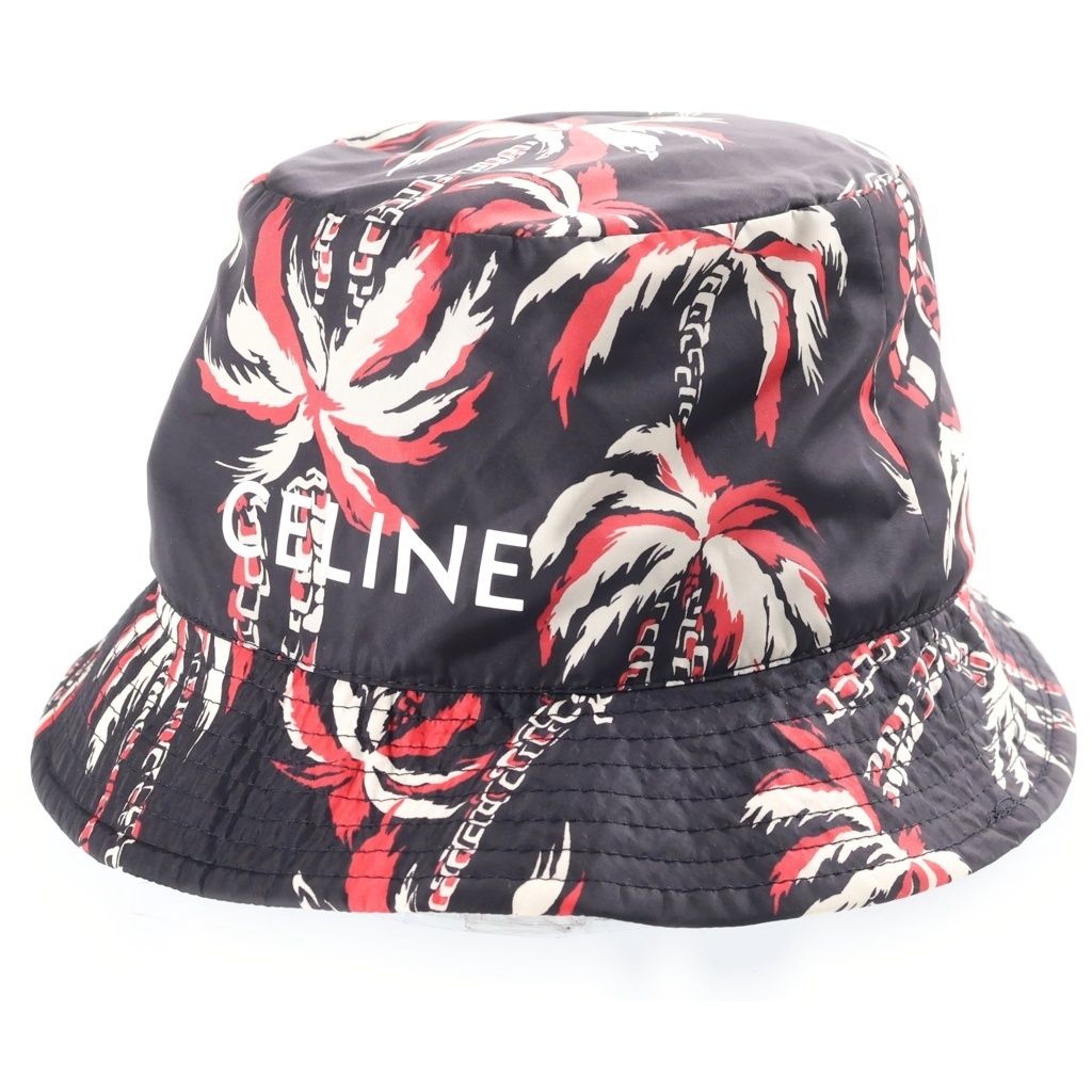 CELINE (セリーヌ) パームツリー柄 ロゴデザイン バケットハット 帽子 ブラック 2AU5B735T