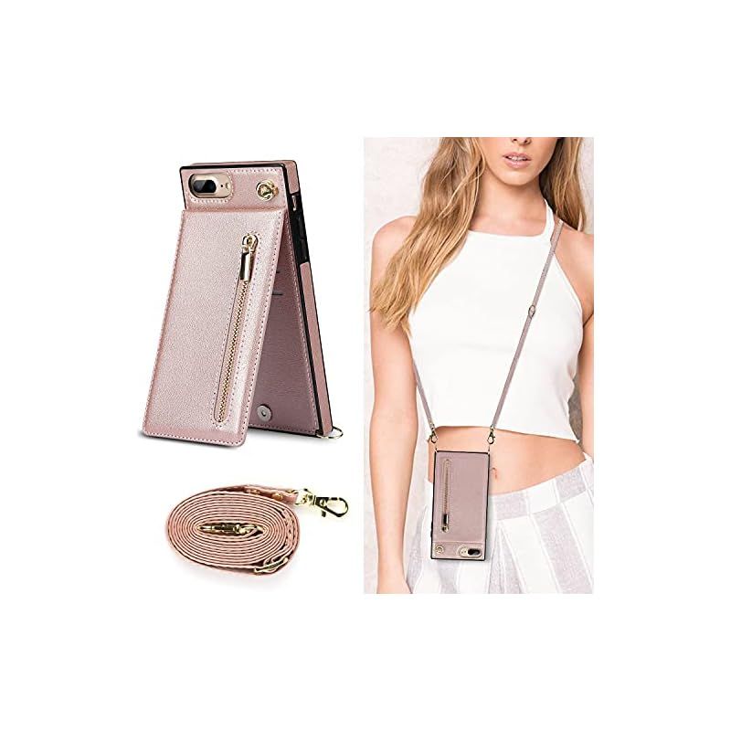 [Brand New] iPhone 7 Plus/iPhone 8 Plus Compatible iPhone 8 Plus Smartphone Cell Phone Case iPhone 7 Plus Cell Phone Strap Shoulder Shoulder Case iPhone 7 Plus Wallet Type iPhone 8 P 0
