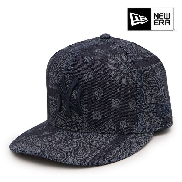 NEW ERA PC 59FIFTY Laser Burn Out Denim Hat Cap Bandana Paisley Denim New York Yankees Curved Visor Unisex