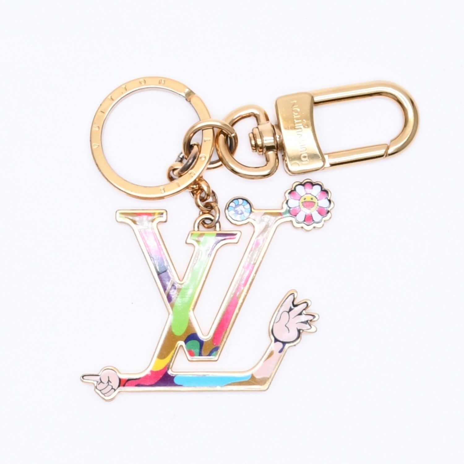 極美品 LOUIS VUITTON× TM ルイヴィトン キーホルダー LV アイコニック スーパーフラットチャーム 村上隆 M02468 中古 4a006414