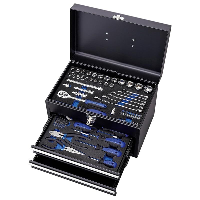 【新品】 イーバリュー(E-Value) 整備工具セット ミニチェスト 70点組 72山ギアラチェットハンドル メンテナンスに必要な厳選工具をセットアップ EST-2670BK 1