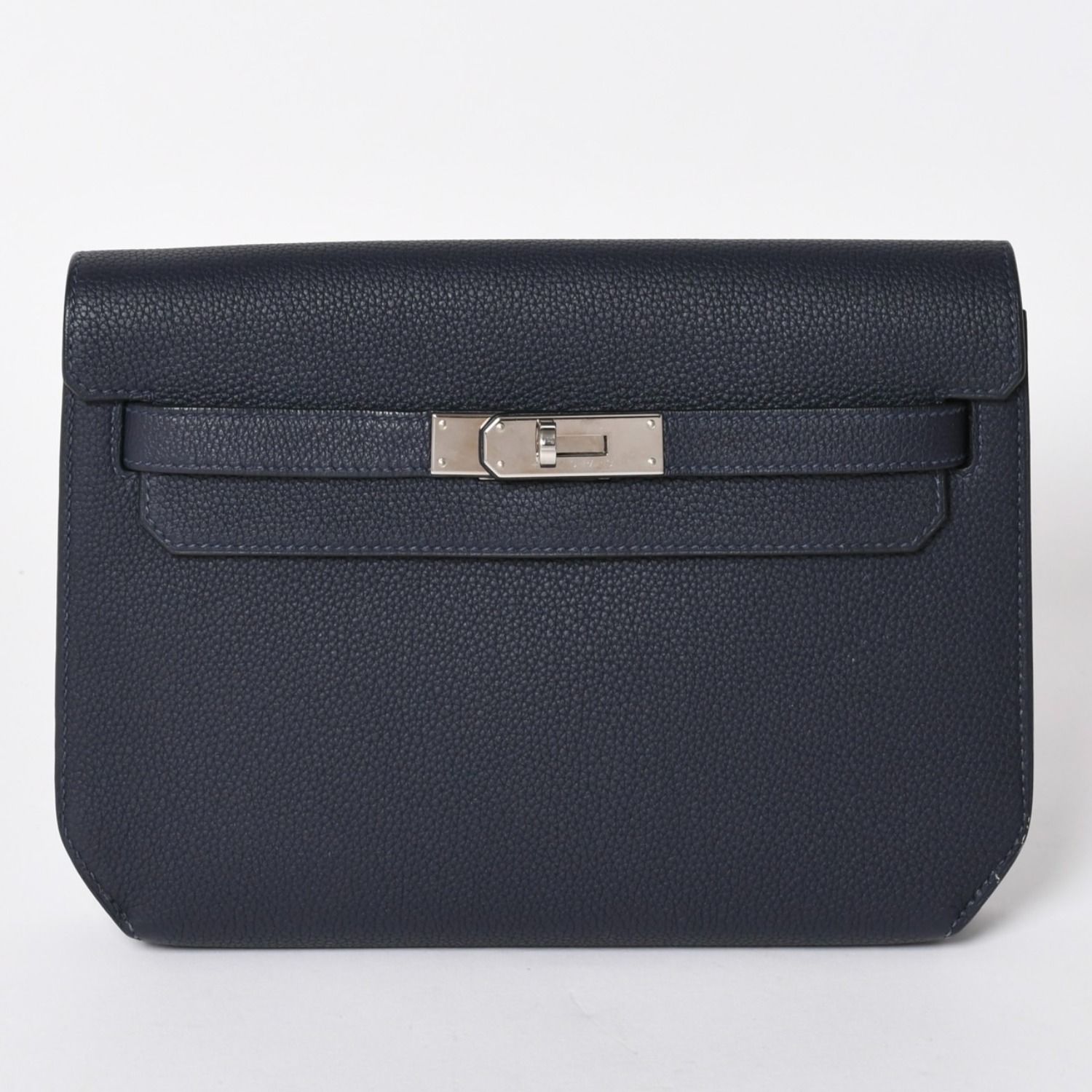 極美品 HEMRES エルメス クラッチバッグ ケリーデペッシュ25 ブルーニュイ Z刻印 クラッチ シルバー金具 中古 4a006460