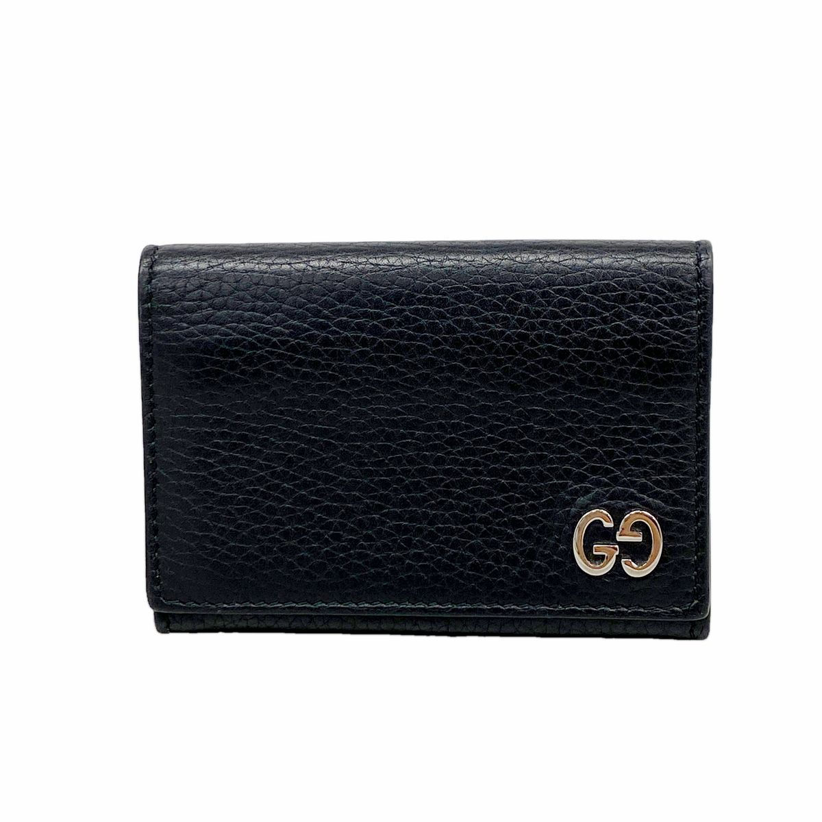 【6hc2317-k】グッチ カードケース ドリアン 473923 レザー ブラック シルバー金具【中古】メンズ