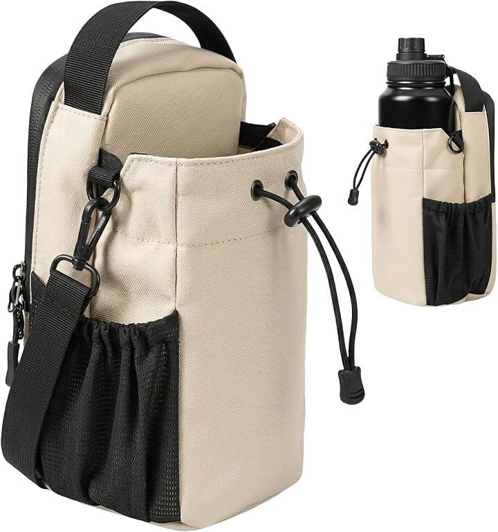 Percy's Caravan Strong Magnetic Gym Bag Water Bottle Holder Large Capacity Magnet Waterproof Pocket Lightweight 500ml to 2L Bottle Compatible Training Fitness Yoga Sports Bag (White, M: Standard)