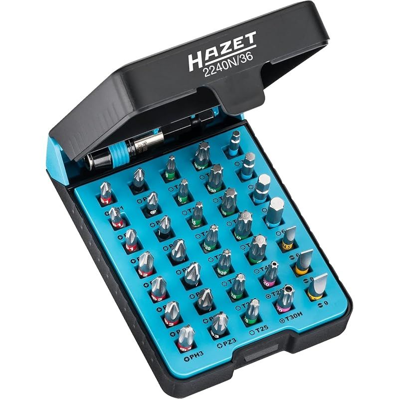 【新品】 HAZET(ハゼット) プロビットセット 36 ピース ツールビットセット 出力 : ポジドライブ プロファイル PZ 六角 6.3 (1/4インチ) 実用的なビットボックス 【日本正規輸入品】 2240N/36 0