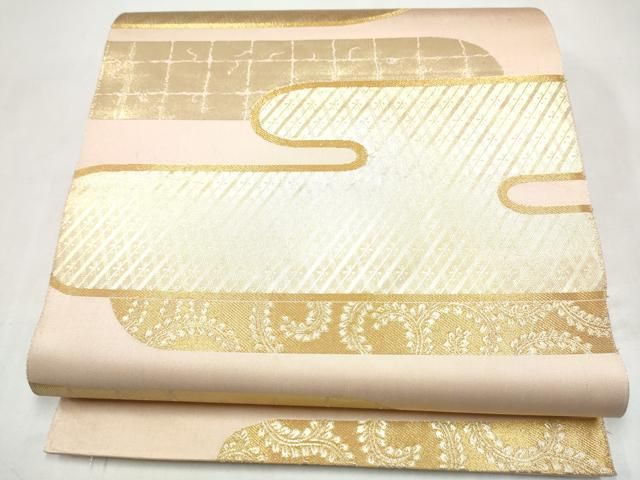 平和屋本店▼六通柄袋帯　古代雲取紋　純金箔24K　正絹　逸品　CABL4846hy