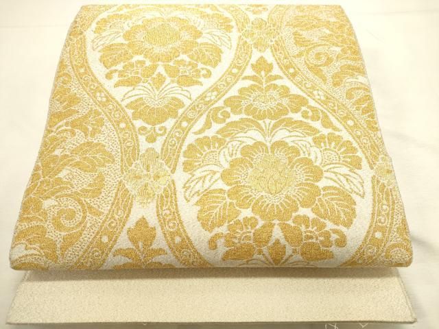 平和屋本店▼太鼓柄袋帯　綴れ　唐花立涌文　本金糸24K　正絹　逸品　DABI5680op