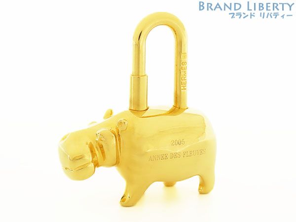 [Good Condition] Hermes HERMES Cadena ANNEE DES FLEUVES KabaHipopotamus 2005 Limited Pendant Top Key Ring Key Holder Gold