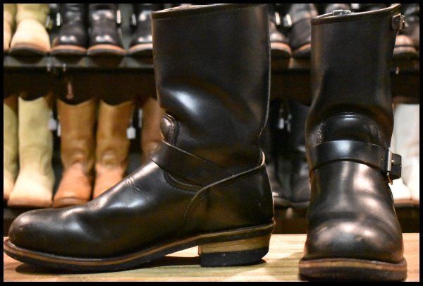 [9.5D Good Product PT91 Embroidery 98] Red Wing 2268 Engineer Black Black Chrome Steel Toe Pull On Boots Redwing HOPESMORE [GH114]