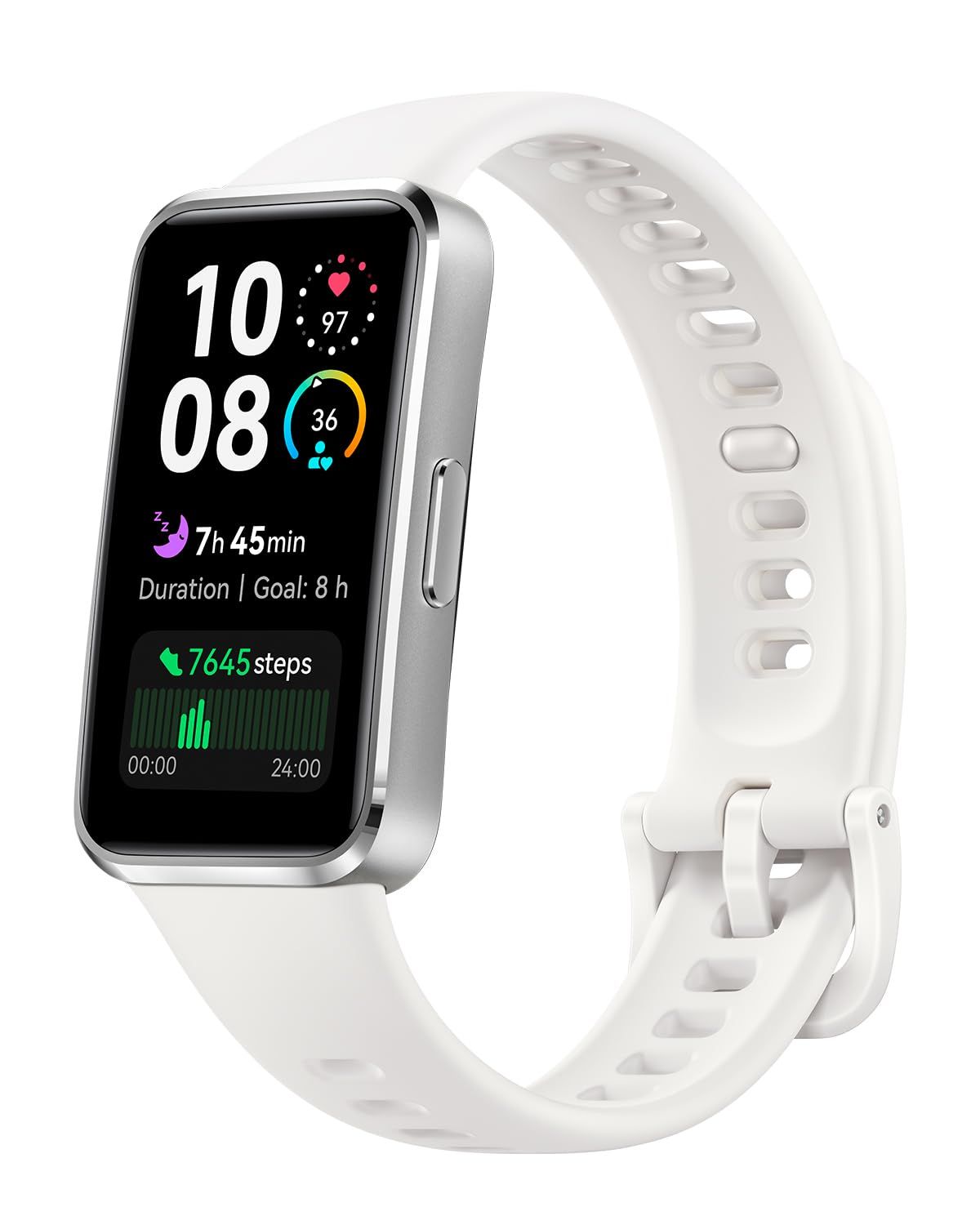 HUAWEI Band 10 Aluminum Edition アルミニウムケース スマートウォッチ 快適な付け心地 情緒モニタリング 24時間睡眠管理 14日間持続バッテリー 急速充電 LINE通知 睡眠時呼吸乱れ検知 薄型軽量 カスタ [ホワイト] [中]