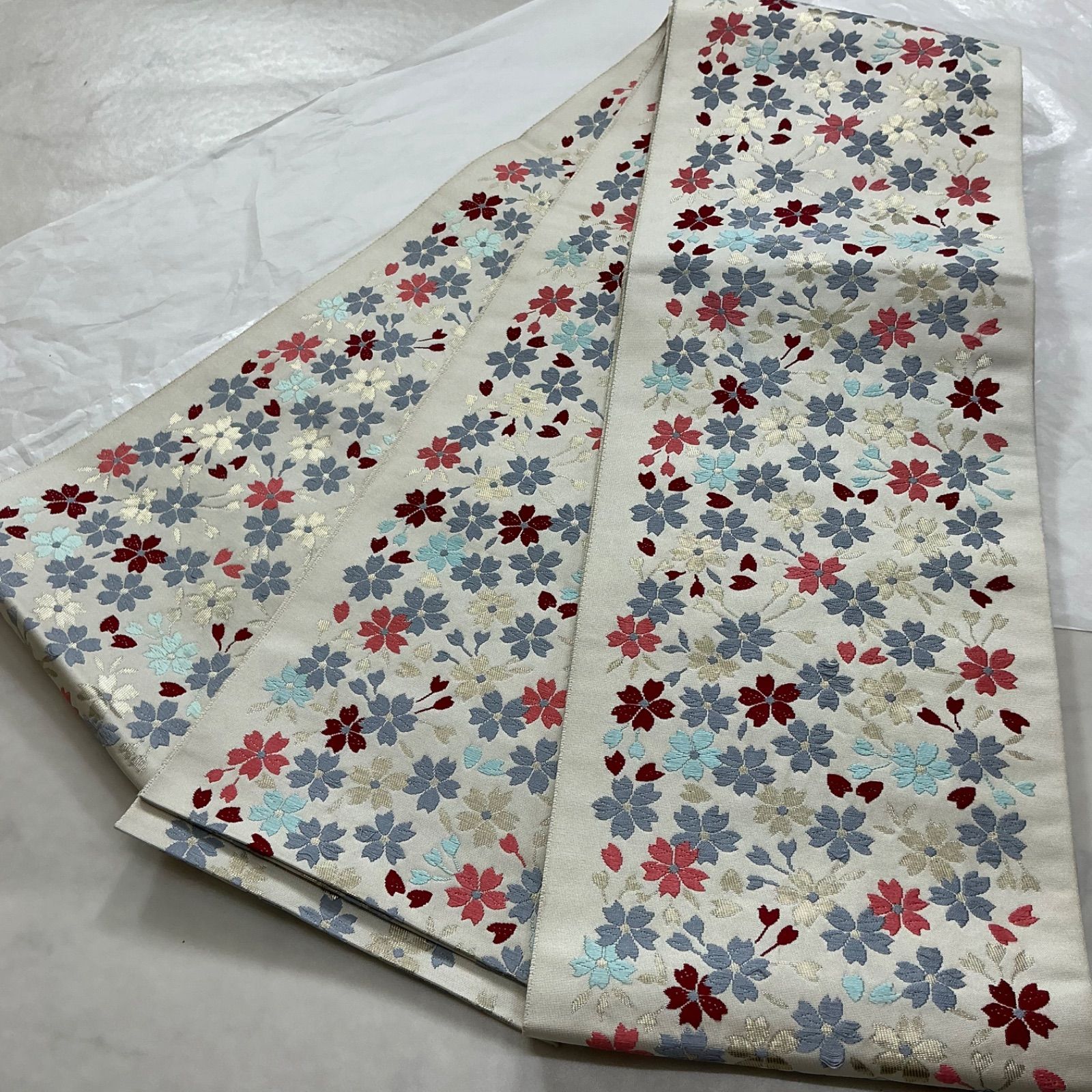 ◆kimomo+one◆kimonoarisa◆美品◆素敵な半幅帯 ◆最高級西陣織唐織◆リバーシブル◆正絹◆長尺◆413.5cm◆半幅帯半巾帯小袋帯 8,753円