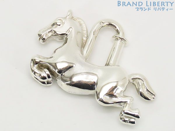 [Super Rare Brand New Finish] Hermes HERMES Vintage Cadena Horse Motif Horse Cheval Charm Pendant Top Key Ring Key Holder Silver 925 AG925