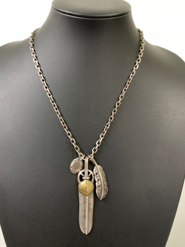 【中古品】 USED ユーズド SILVER NECKLACE シルバー ネックレス アクセサリー フェザーモチーフ 翼 シルバー925 銀 【192-260817-em-13-min】