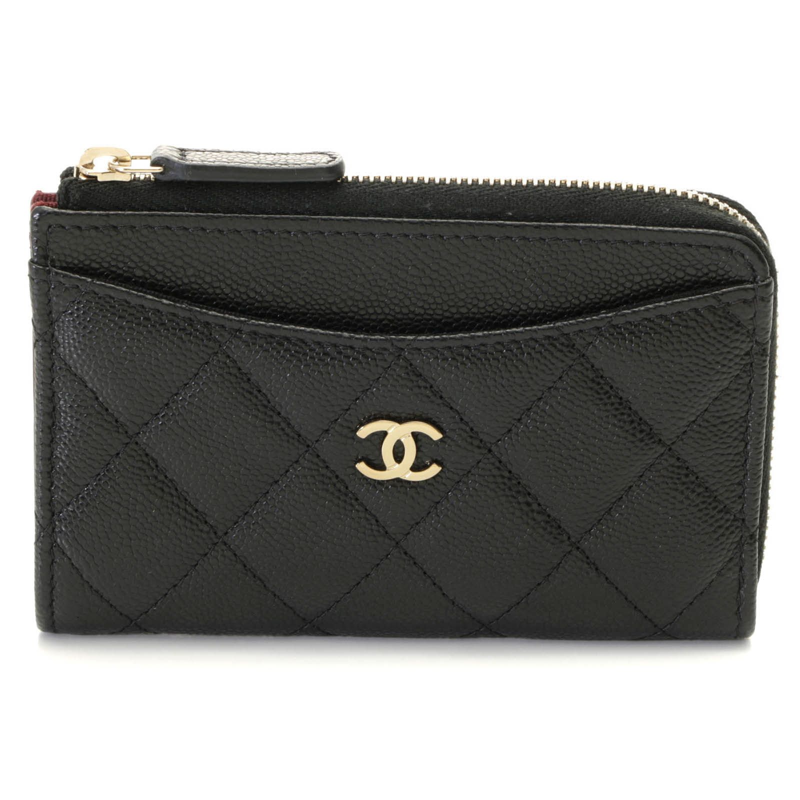 CHANEL シャネル マトラッセ ジップカードケース　ランダム番 AP3179 カードケース キャビアスキン ブラック レディース【中古】434