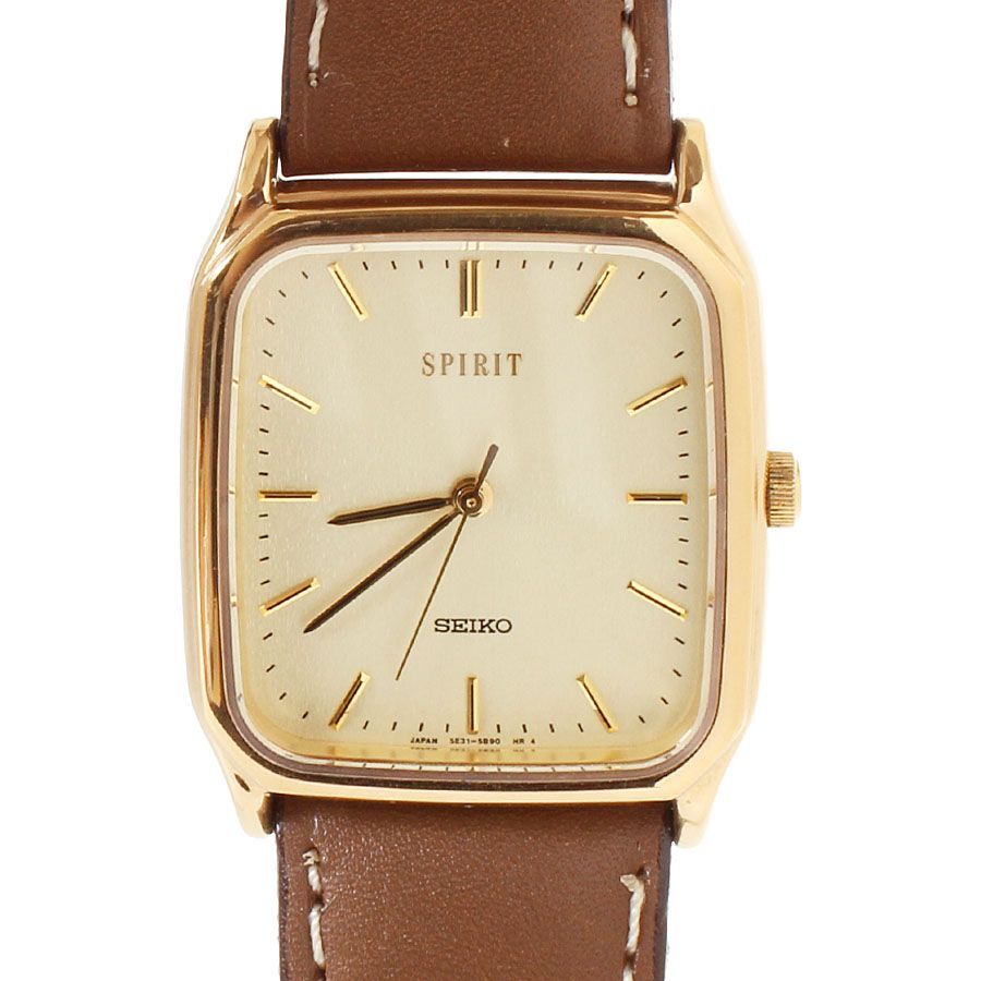 AOA26132 SEIKO セイコー SPIRIT スピリット 腕時計 希少 稼動品 贈呈品 刻印有り 5E31-5B50 ゴールド×ライトブラウン 5,600円