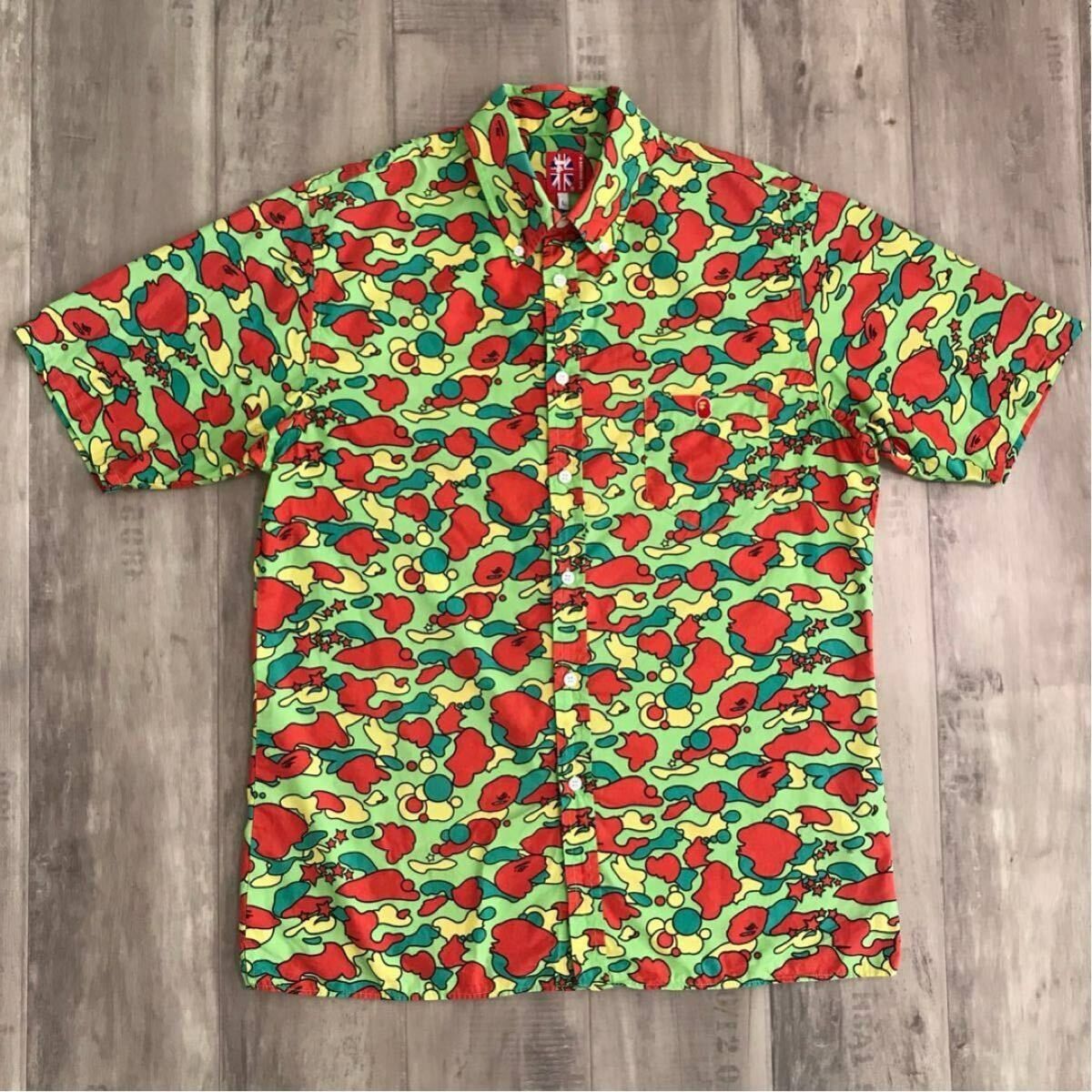 ★激レア★ PSYCHE CAMO 半袖シャツ Lサイズ a bathing ape BAPE STA CAMO サイケカモ エイプ ベイプ アベイシングエイプ Pharrell NIGO y3
