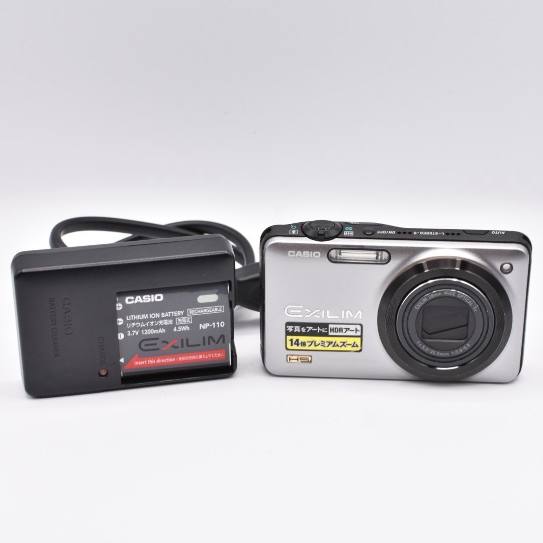 CASIO EXILIM EX-ZR10 シルバー デジタルカメラ 光学14倍ズーム 動作確認済み 純正バッテリー・純正充電器付き コンデジ カシオ エクシリム 9,216円