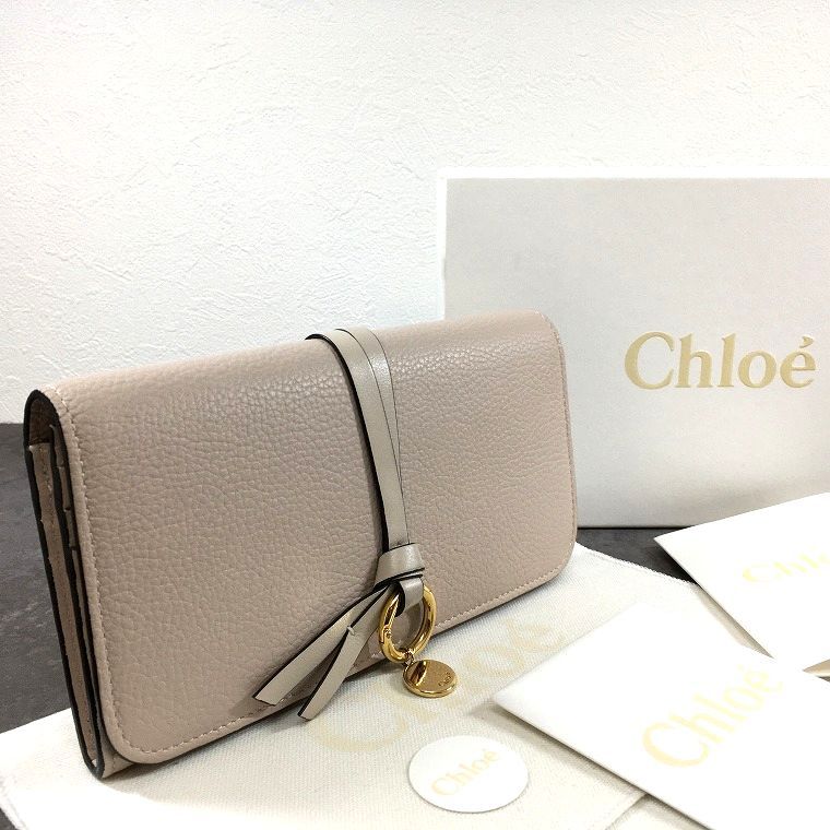 極美品 Chloe アルファベット 長財布 ベージュ レザー 箱付き 58