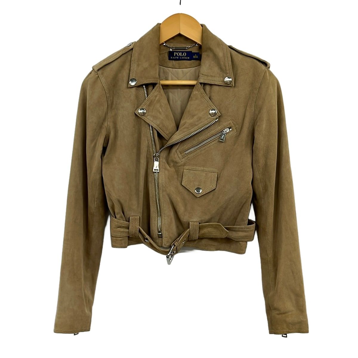 POLObyRalphLauren(ポロラルフローレン) ライダースジャケット サイズ0 XS レディース - ベージュ 長袖/スエード/春/秋