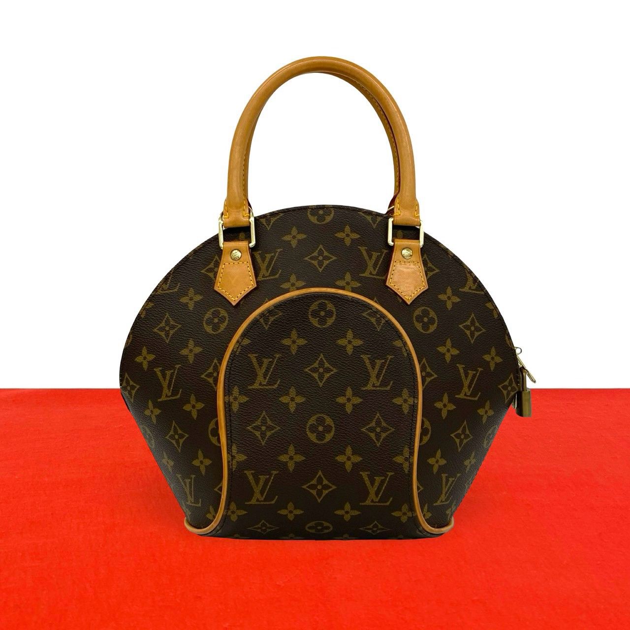極 美品 LOUIS VUITTON ルイヴィトン ヴィンテージ エリプス PM モノグラム レザー 本革 ハンドバッグ ボストンバッグ ブラウン j3061
